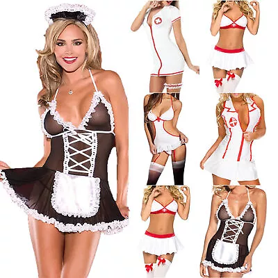 New Women Sexy Naughty Maid Nurse Uniform Cosplay Adult Costume Lingerie Outfit> • $12.19